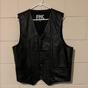 Men's Black Leather Vest